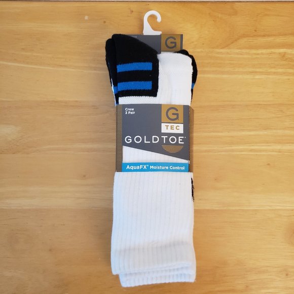 Gold Toe AquaFX Moisture Control Super Sport Crew Socks 3 Pairs - Picture 1 of 7